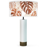 Monstera Leaf Thad Table Lamp - White / Wood