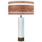 Band Thad Table Lamp  - White / Walnut Linen