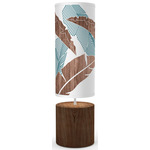 Banana Leaf Column Table Lamp - Walnut / Blue