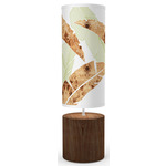 Banana Leaf Column Table Lamp - White / Walnut / Green