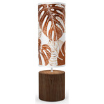 Monstera Leaf Column Table Lamp - Walnut / Wood