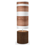 Band Column Table Lamp - White / Walnut / Walnut / Linen