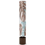 Monstera Leaf Column Floor Lamp - Walnut / Blue