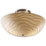 Porcelina Patterned Semi Flush Ceiling Light - Brushed Nickel / Waves Porcelain