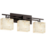 Alabaster Rocks Aero Square 3LT Bathroom Vanity Light - Dark Bronze