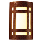 Ambiance Craftsman Window Outdoor Wall Sconce - Hammered Copper / White