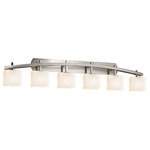 Fusion Archway Rect 6LT Bathroom Vanity Light - Brushed Nickel / Opal