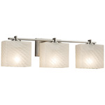 Fusion Era Rectangle 3LT Bathroom Vanity Light - Weave / Brushed Nickel