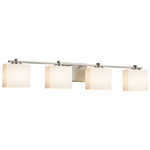 Fusion Era Rectangle 4LT Bathroom Vanity Light - Brushed Nickel / Opal