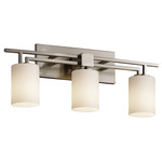 Fusion Aero Cylinder 3LT Bathroom Vanity Light - Brushed Nickel / Opal