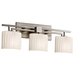 Fusion Bathroom Oval 3LT Vanity Light - Brushed Nickel / Ribbon