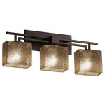 Fusion Aero Rectangle 3LT Bathroom Vanity Light - Dark Bronze / Mercury