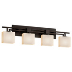 Fusion Aero 4LT Rect Bathroom Vanity Light - Dark Bronze / Opal