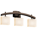 Fusion Archway Rect 3LT Bathroom Vanity Light - Dark Bronze / Opal