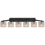 Fusion Archway Oval 6LT Bathroom Vanity Light - Matte Black / Clear Seeded