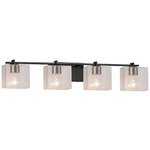 Fusion Era Seeded Rectangle Bathroom Vanity Light - Matte Black / Clear Seeded