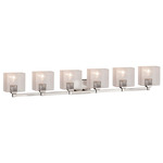 Fusion Regency Rectangle 6LT Bathroom Vanity Light - Brushed Nickel / Clear Seeded