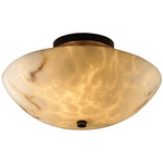 LumenAria Bowl Semi Flush Ceiling Light - Dark Bronze / Faux Alabaster