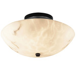LumenAria Bowl Semi Flush Ceiling Light - Matte Black / Faux Alabaster