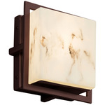 LumenAria Avalon Square Outdoor Wall Sconce - Dark Bronze / Faux Alabaster