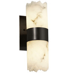 LumenAria Dakota Cylinder Wall Sconce - Dark Bronze / Faux Alabaster