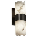 LumenAria Dakota Cylinder Wall Sconce - Matte Black / Faux Alabaster