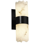 LumenAria Dakota Cylinder Wall Sconce - Matte Black / Faux Alabaster