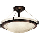 LumenAria Ring Bowl Semi Flush Ceiling Light - Dark Bronze / Faux Alabaster