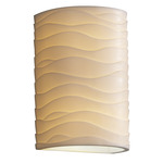 Porcelina Patterned Wall Sconce - Bisque / Waves Porcelain