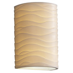 Porcelina Patterned Outdoor Wall Sconce - Bisque / Waves Porcelain