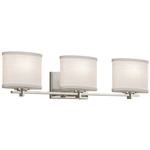 Textile Era 3LT Bathroom Vanity Light - Brushed Nickel / White