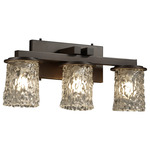 Veneto Luce Dakota 3LT Bathroom Vanity Light - Dark Bronze / Clear Ripple