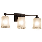 Veneto Luce Tetra Bathroom Vanity Light - Dark Bronze / White Frosted with Ripple Rim