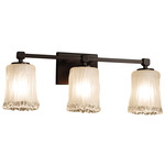 Veneto Luce Tetra Bathroom Vanity Light - Dark Bronze / White Frosted w/Ripple Rim