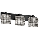 Wire Glass Modular Bathroom Vanity Light - Matte Black / Clear Ripple