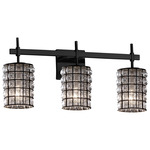 Wire Glass Union Bathroom Vanity Light - Matte Black / Clear Ripple