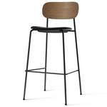 Co Upholstered Seat Counter/Bar Chair - Dark Stained Oak / Dakar Black Leather