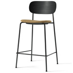 Co Upholstered Seat Counter/Bar Chair - Black Oak / Gold Boucle