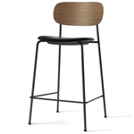 Co Upholstered Seat Counter/Bar Chair - Dark Stained Oak / Dakar Black Leather