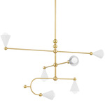 Hikari Chandelier - Aged Brass / White