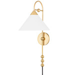 Sang Plug-In Wall Sconce - Aged Brass / White