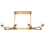 Double Bubble Linear Chandelier - Aged Brass / Clear