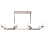 Double Bubble Linear Chandelier - Satin Nickel / Clear