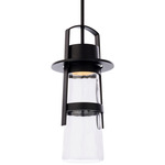 Balthus Outdoor Pendant - Black / Clear Hammered