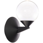 Double Bubble 1-Light Wall Sconce - Black / Clear