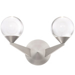 Double Bubble 2-Light Wall Sconce - Satin Nickel / Clear