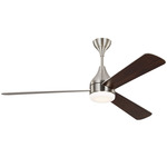 Streaming Smart Ceiling Fan with Light - Brushed Steel / Silver / American Walnut