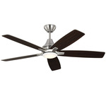 Lowden Ceiling Fan with Light - Brushed Steel / American Walnut-Silver / Frosted