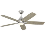 Lowden Ceiling Fan with Light - Brushed Steel / Silver / Lt Grey Weather Oak