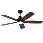 Lowden Ceiling Fan with Light - Midnight Black / Walnut-Midnight Black / Frosted